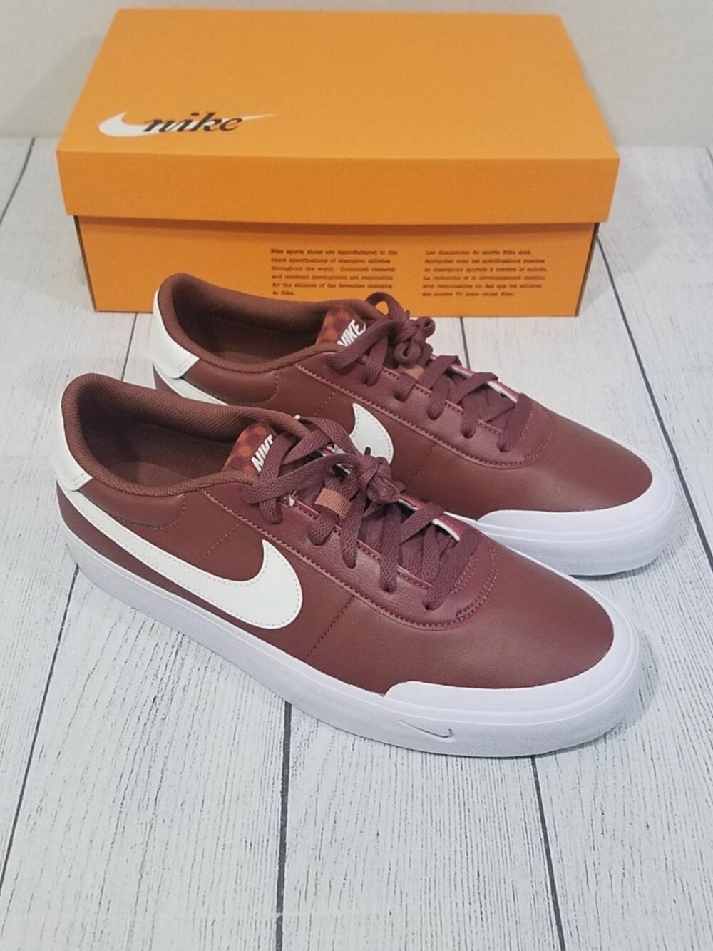 Nike Court Shot Sneakers Mens Size 11 Red Sepia FQ8146-200